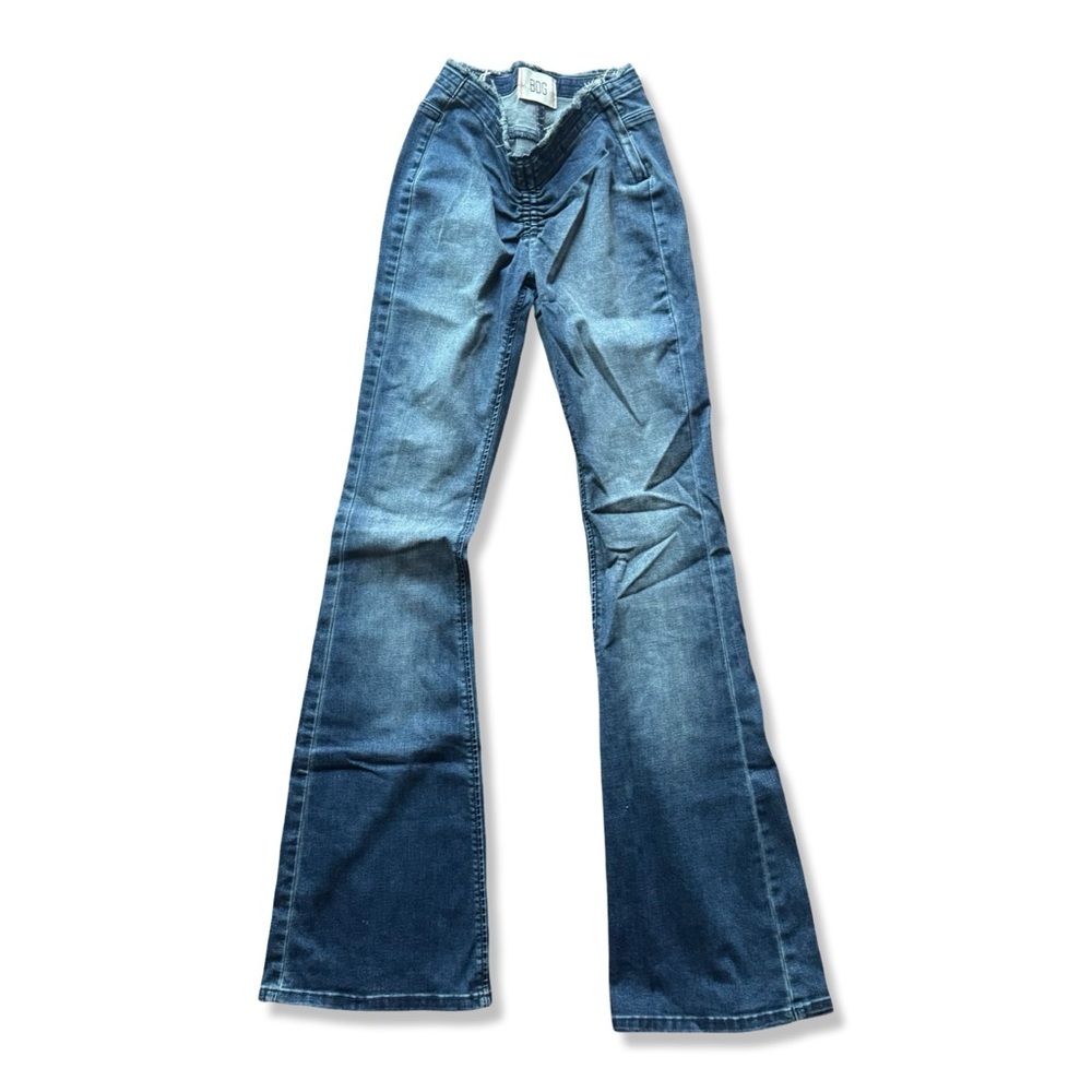 UO BDG Women's Blue Ruched V Front Flare Low Rise Jean | Small | NWOT